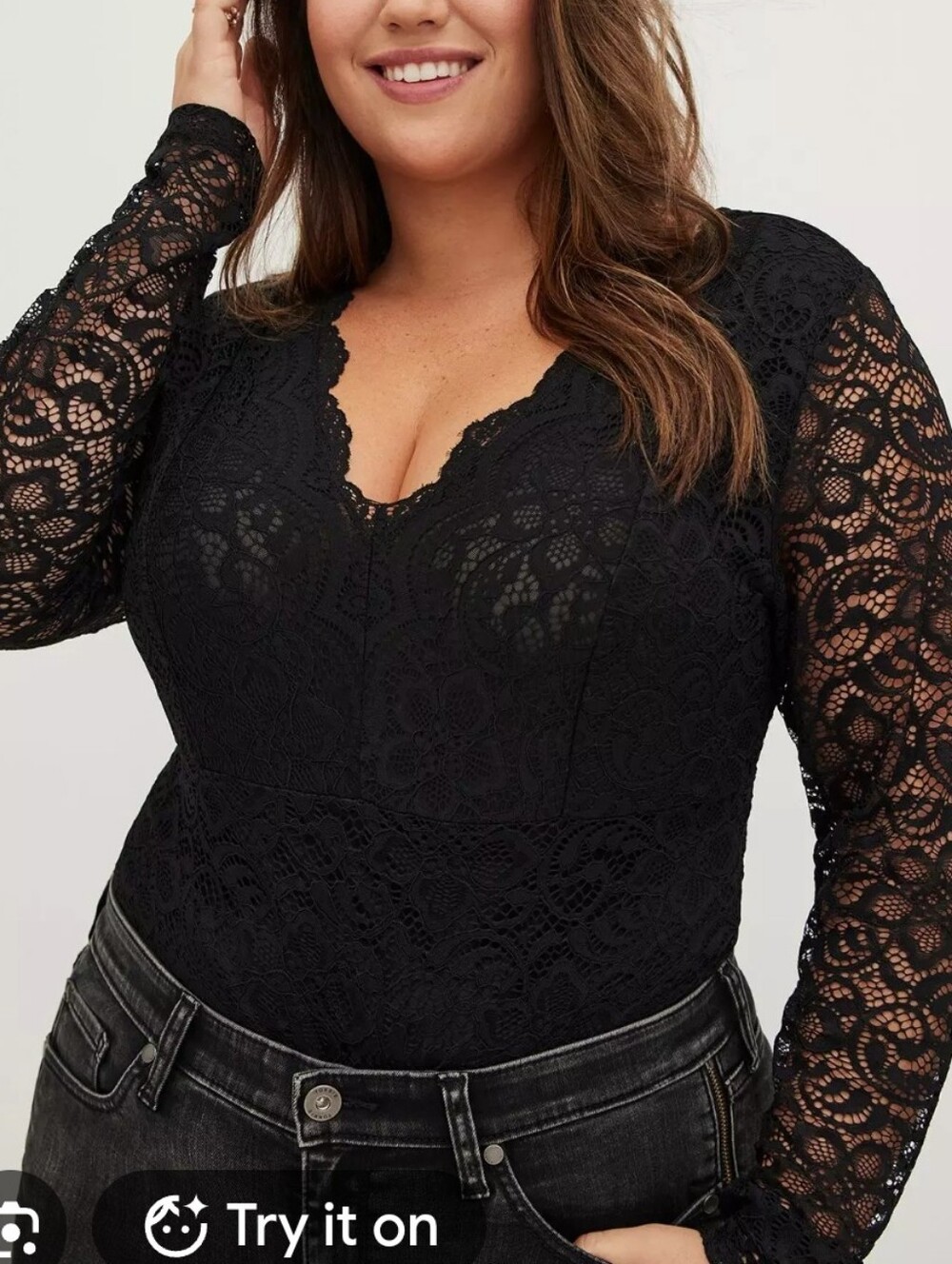 Nwot torrid Black Lace Long Sleeve V-Neck Bodysuit 2x